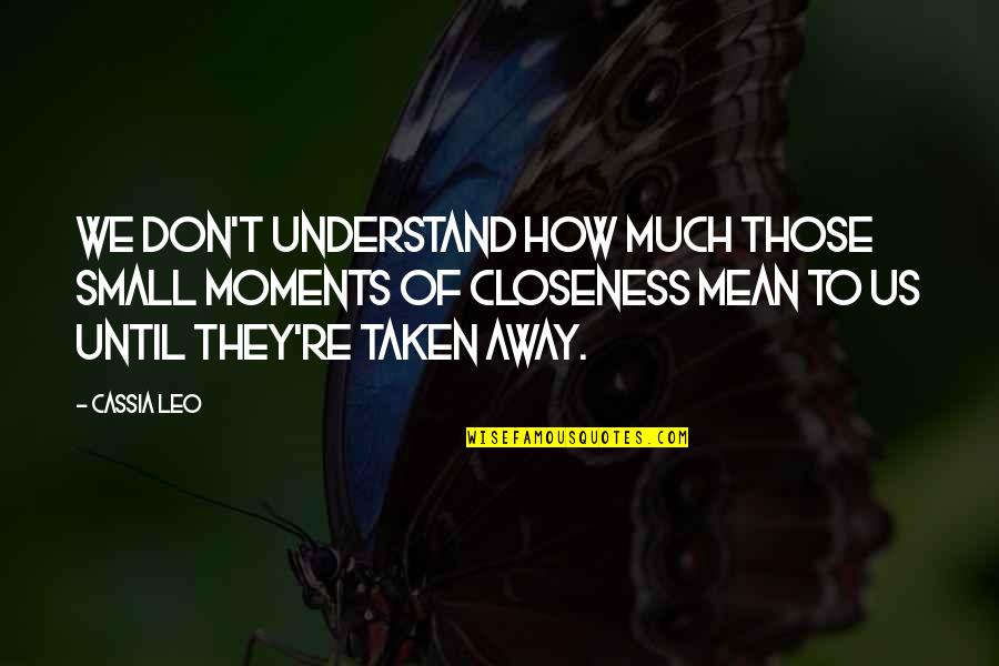 I Love You So Mochi Quotes By Cassia Leo: We don't understand how much those small moments