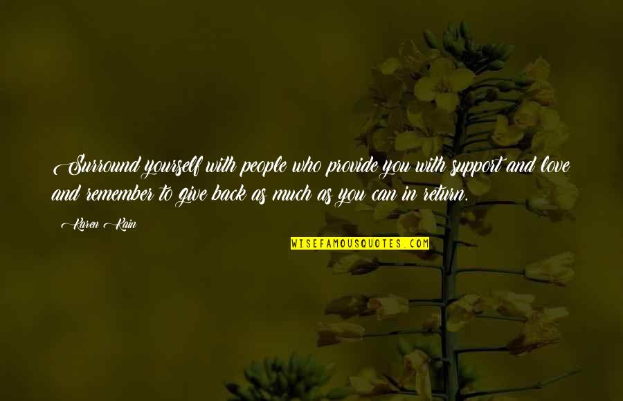 I Love You Support Quotes By Karen Kain: Surround yourself with people who provide you with