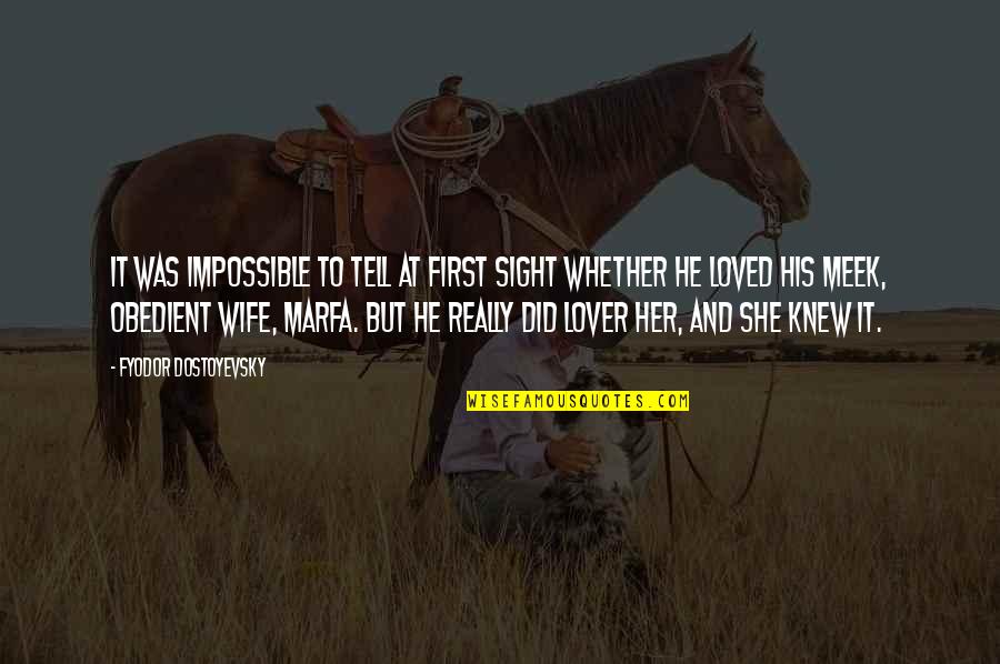 I Loved Her First Quotes By Fyodor Dostoyevsky: It was impossible to tell at first sight