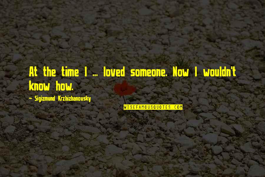 I Loved Someone Quotes By Sigizmund Krzhizhanovsky: At the time I ... loved someone. Now