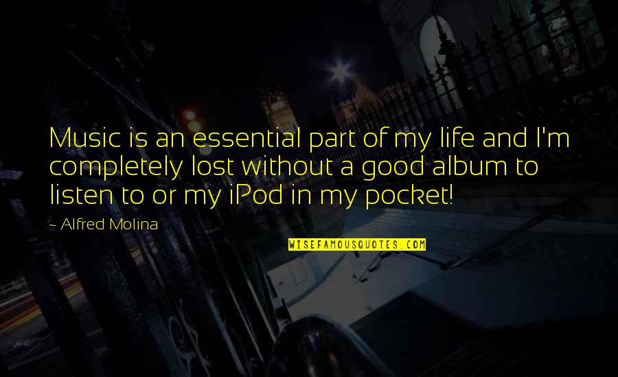 I M Lost Quotes By Alfred Molina: Music is an essential part of my life