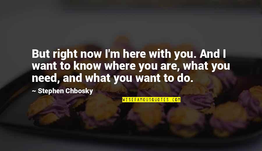 I M Right Here Quotes By Stephen Chbosky: But right now I'm here with you. And
