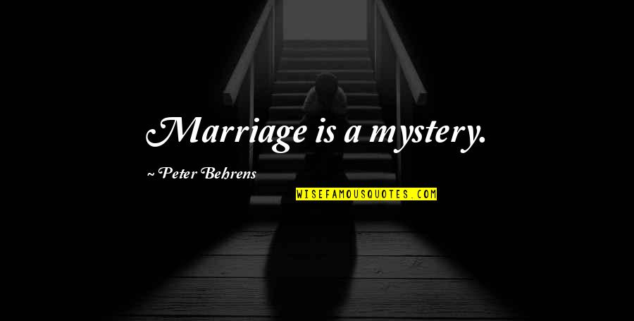 I Married My Husband Not His Family Quotes By Peter Behrens: Marriage is a mystery.