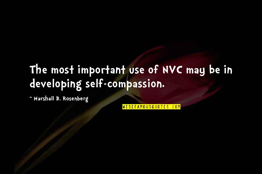 I May Not Be Important To You Quotes By Marshall B. Rosenberg: The most important use of NVC may be