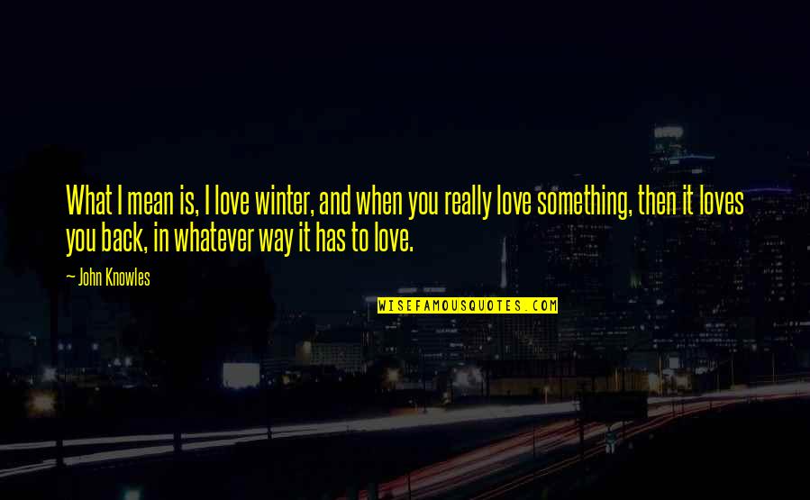I Mean But I Love You Quotes By John Knowles: What I mean is, I love winter, and I Mean But I Love You Quotes By John Knowles: What I mean is, I love winter, and