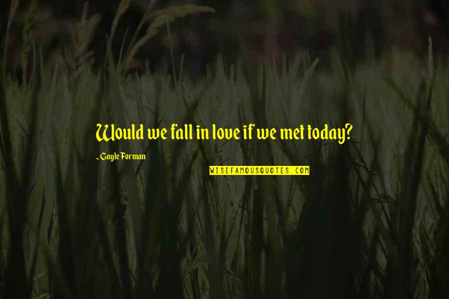 I Met You Today Quotes By Gayle Forman: Would we fall in love if we met