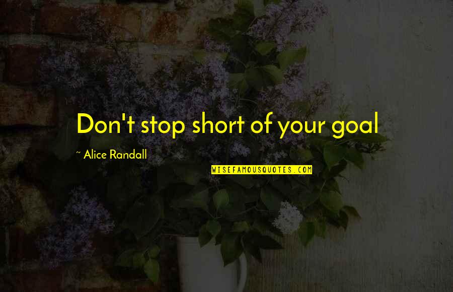 I Miss Our Little Talks Quotes By Alice Randall: Don't stop short of your goal