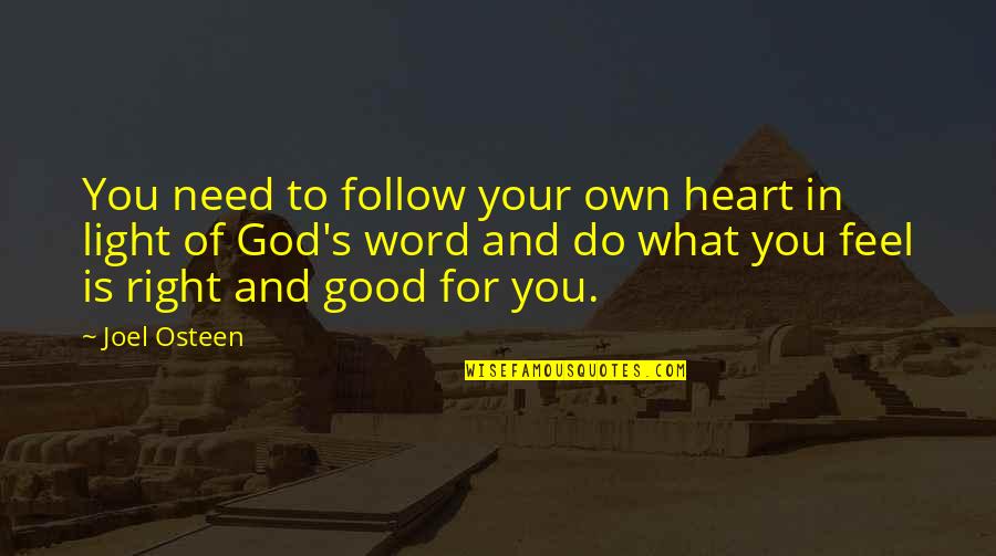 I Need God Right Now Quotes By Joel Osteen: You need to follow your own heart in