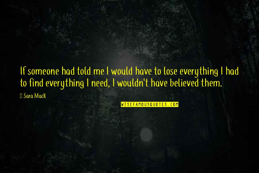 I Need Me Quotes By Sara Mack: If someone had told me I would have