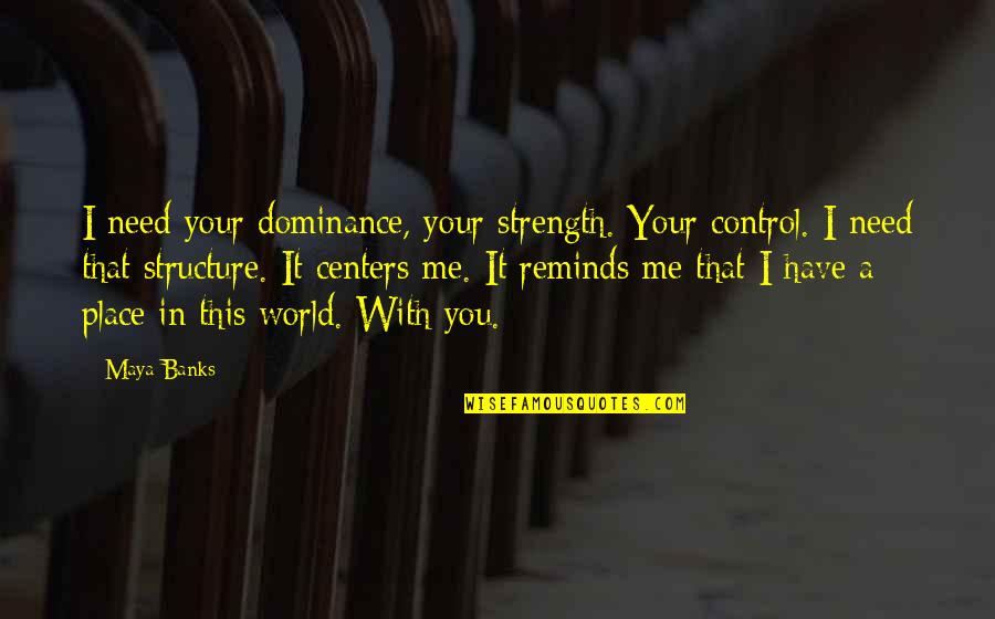 I Need Strength Quotes By Maya Banks: I need your dominance, your strength. Your control.