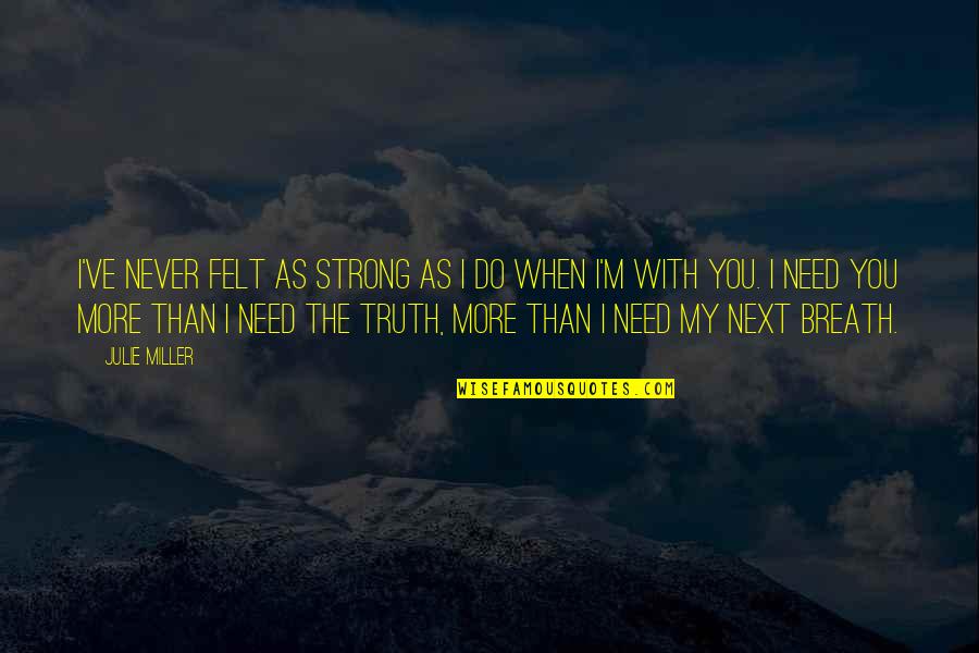 I Need To Be Strong Quotes By Julie Miller: I've never felt as strong as I do