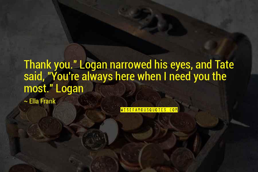 I Need You Here Quotes By Ella Frank: Thank you." Logan narrowed his eyes, and Tate