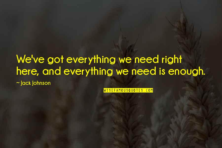 I Need You Here Right Now Quotes By Jack Johnson: We've got everything we need right here, and