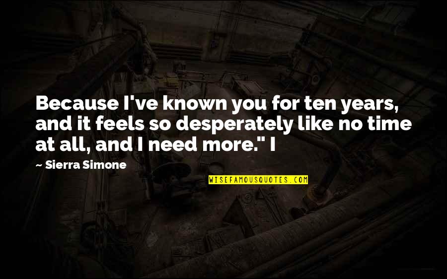I Need You More Quotes By Sierra Simone: Because I've known you for ten years, and