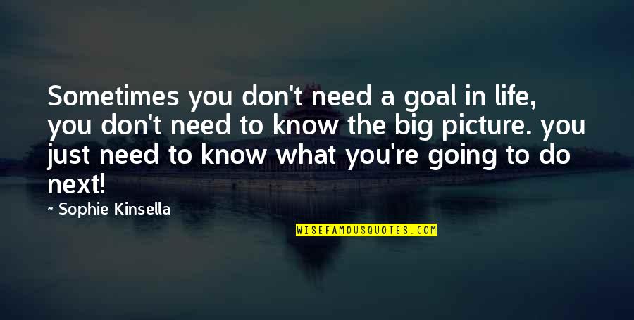 I Need You Now Picture Quotes By Sophie Kinsella: Sometimes you don't need a goal in life,