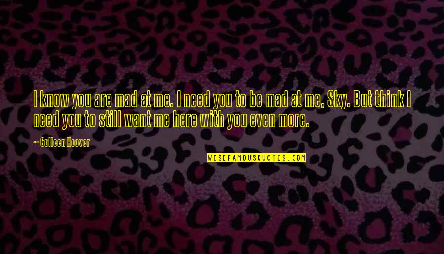 I Need You With Me Quotes By Colleen Hoover: I know you are mad at me. I I Need You With Me Quotes By Colleen Hoover: I know you are mad at me. I
