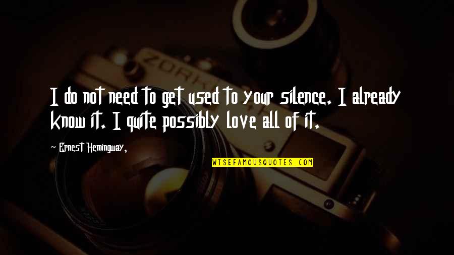I Need Your Love Quotes By Ernest Hemingway,: I do not need to get used to