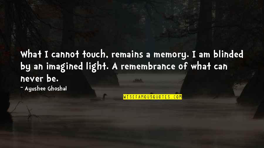 I Never Imagined Quotes By Ayushee Ghoshal: What I cannot touch, remains a memory. I