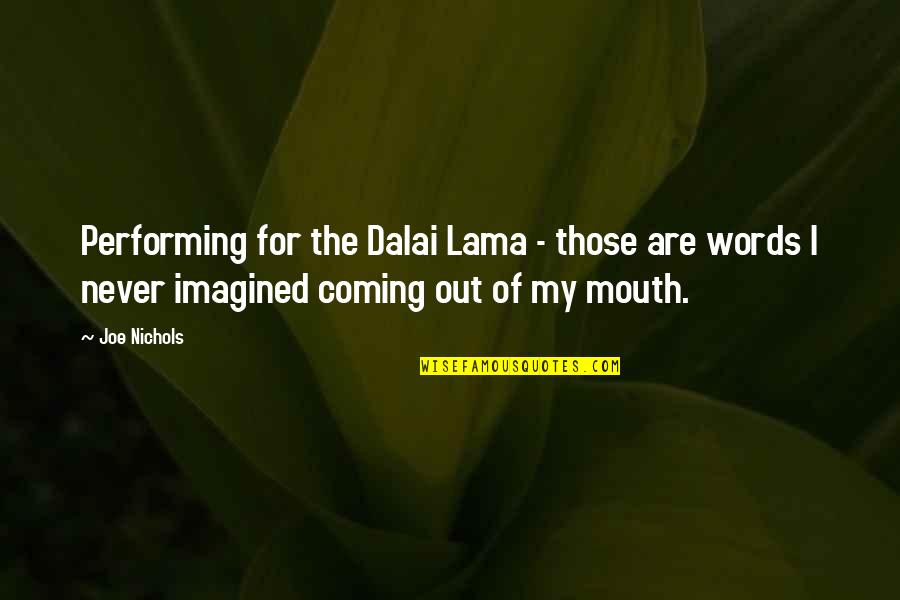 I Never Imagined Quotes By Joe Nichols: Performing for the Dalai Lama - those are