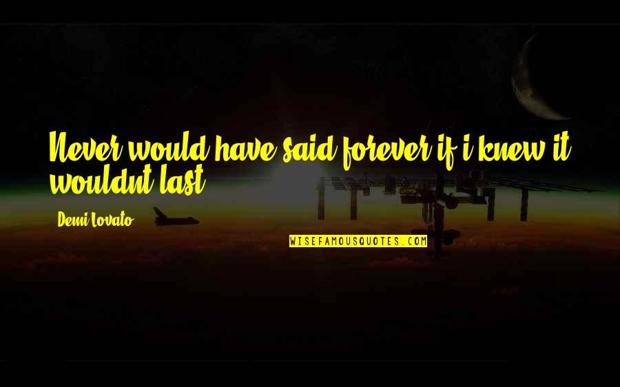 I Never Knew I Would Love You Quotes By Demi Lovato: Never would have said forever if i knew I Never Knew I Would Love You Quotes By Demi Lovato: Never would have said forever if i knew