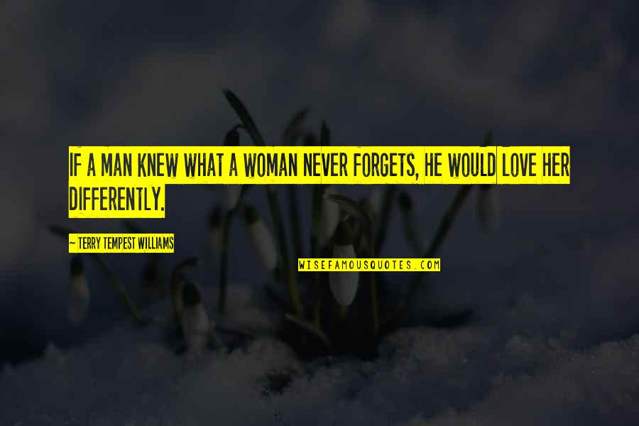 I Never Knew I Would Love You Quotes By Terry Tempest Williams: If a man knew what a woman never