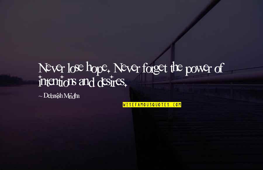 I Never Lose My Hope Quotes By Debasish Mridha: Never lose hope. Never forget the power of