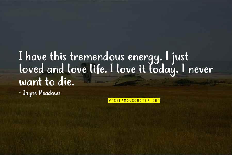 I Never Loved Quotes By Jayne Meadows: I have this tremendous energy. I just loved