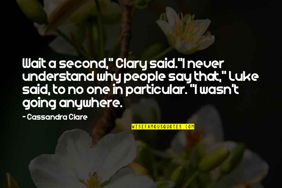 I Never Said That Quotes By Cassandra Clare: Wait a second," Clary said."I never understand why