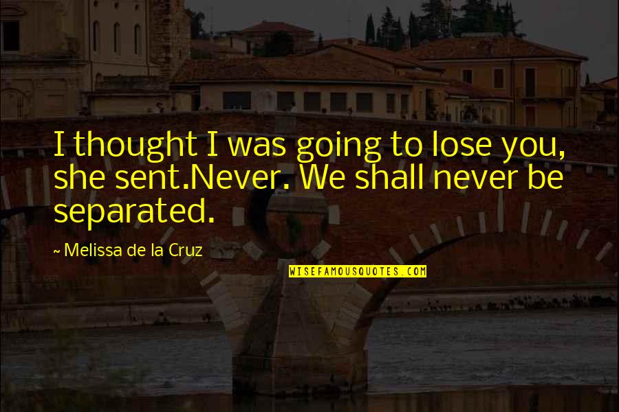 I Never Thought I'd Lose You Quotes By Melissa De La Cruz: I thought I was going to lose you,