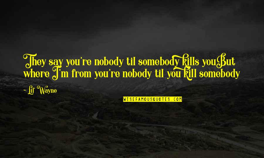 I Nobody Quotes By Lil' Wayne: They say you're nobody til somebody kills youBut