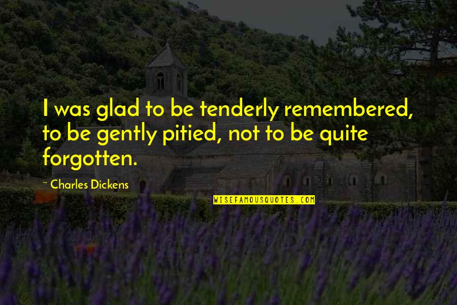 I Not Esther Quotes By Charles Dickens: I was glad to be tenderly remembered, to