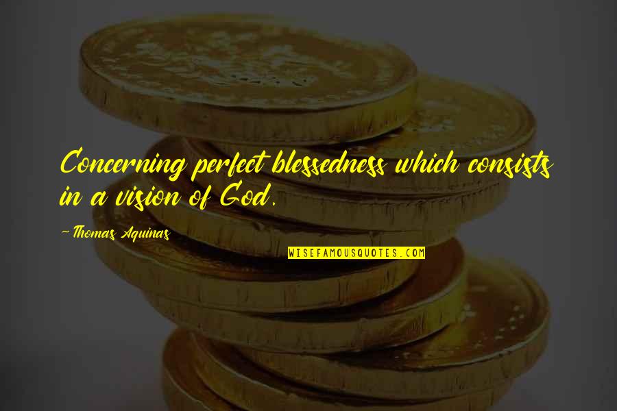 I Not Perfect But God Quotes By Thomas Aquinas: Concerning perfect blessedness which consists in a vision