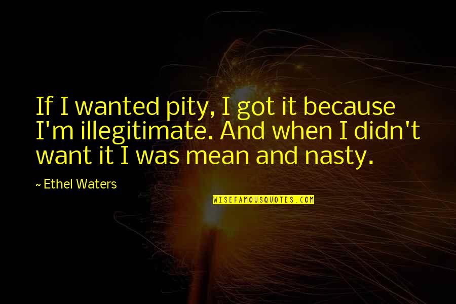 I Pity Those Quotes By Ethel Waters: If I wanted pity, I got it because