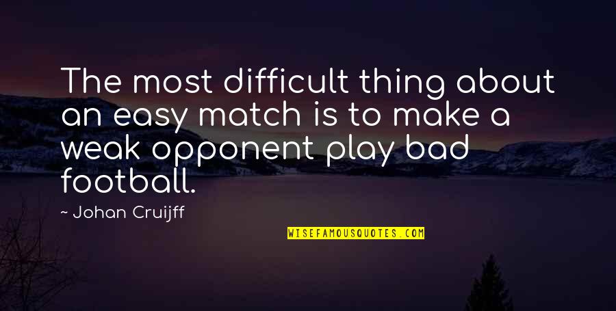 I Play Soccer Quotes By Johan Cruijff: The most difficult thing about an easy match