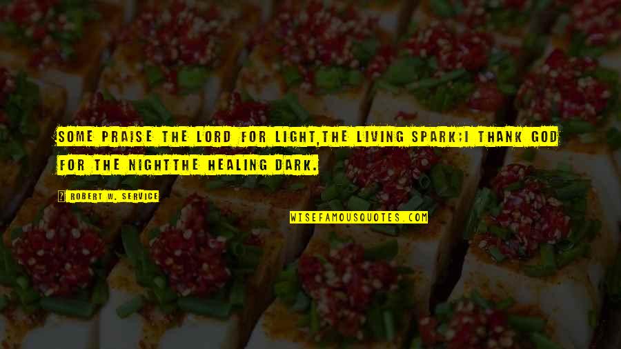 I Praise The Lord Quotes By Robert W. Service: Some praise the Lord for Light,The living spark;I I Praise The Lord Quotes By Robert W. Service: Some praise the Lord for Light,The living spark;I