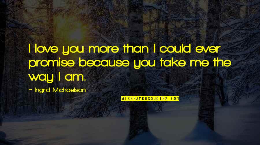 I Promise Love Quotes By Ingrid Michaelson: I love you more than I could ever