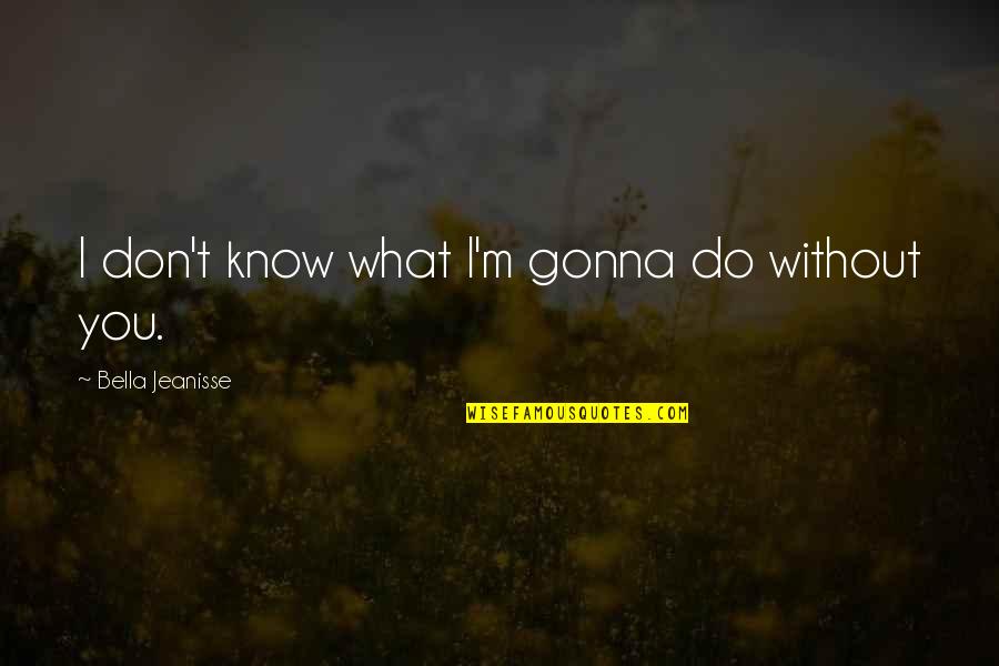I Promise To Wait For You Quotes By Bella Jeanisse: I don't know what I'm gonna do without