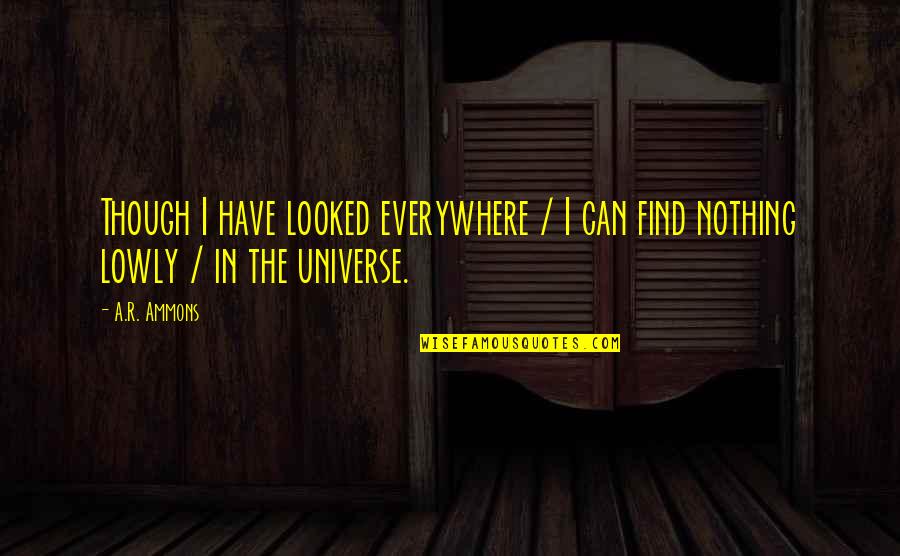 I.r.a Quotes By A.R. Ammons: Though I have looked everywhere / I can