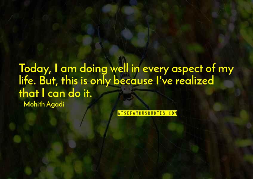 I Realized Today Quotes By Mohith Agadi: Today, I am doing well in every aspect