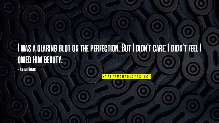 I Really Care For Him Quotes By Naomi Novik: I was a glaring blot on the perfection. I Really Care For Him Quotes By Naomi Novik: I was a glaring blot on the perfection.