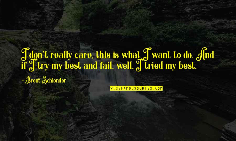 I Really Do Care Quotes By Brent Schlender: I don't really care, this is what I