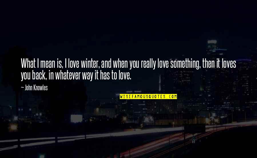 I Really Love It Quotes By John Knowles: What I mean is, I love winter, and