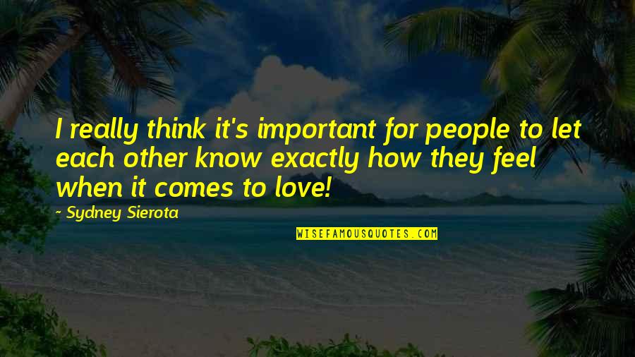 I Really Love It Quotes By Sydney Sierota: I really think it's important for people to