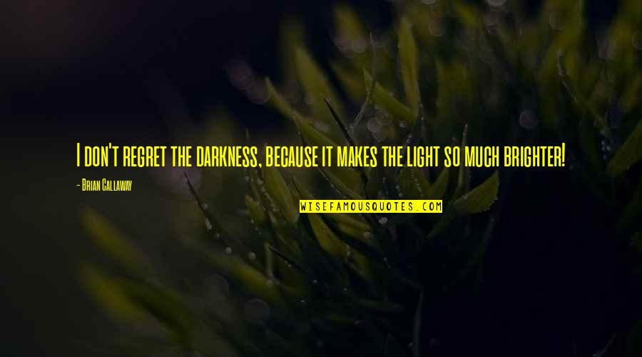 I Regret Quotes By Brian Callaway: I don't regret the darkness, because it makes