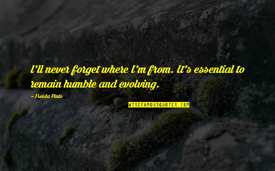 I Remain Humble Quotes By Freida Pinto: I'll never forget where I'm from. It's essential