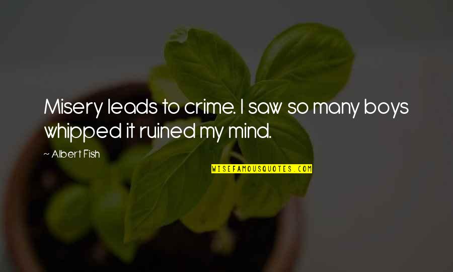 I Ruined It Quotes By Albert Fish: Misery leads to crime. I saw so many
