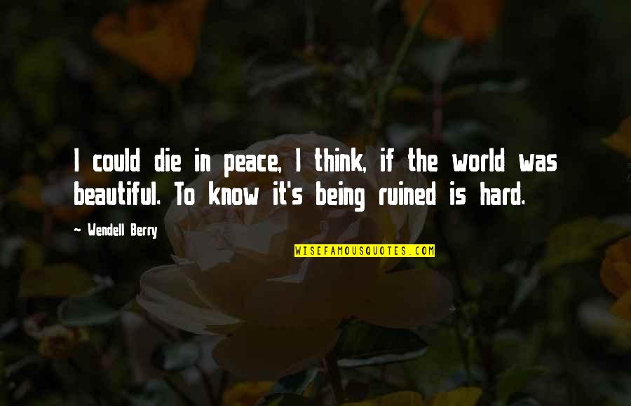 I Ruined It Quotes By Wendell Berry: I could die in peace, I think, if I Ruined It Quotes By Wendell Berry: I could die in peace, I think, if