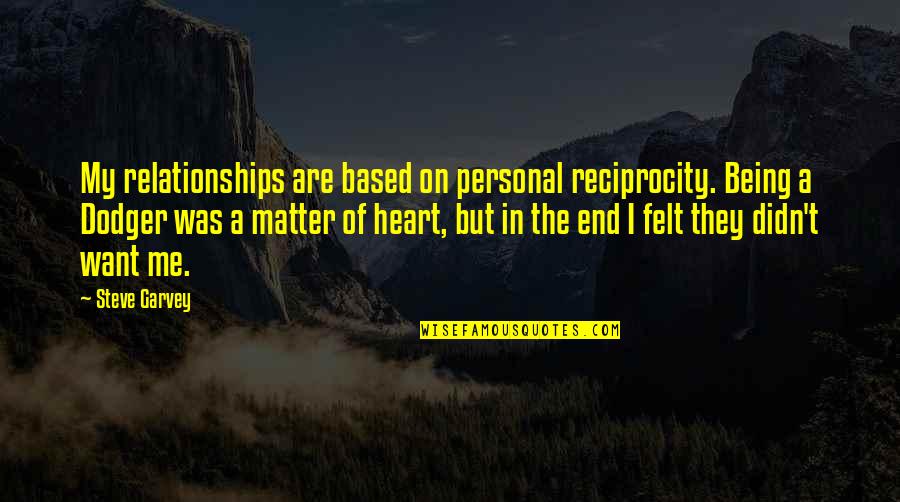 I Said Biiiitch Quotes By Steve Garvey: My relationships are based on personal reciprocity. Being