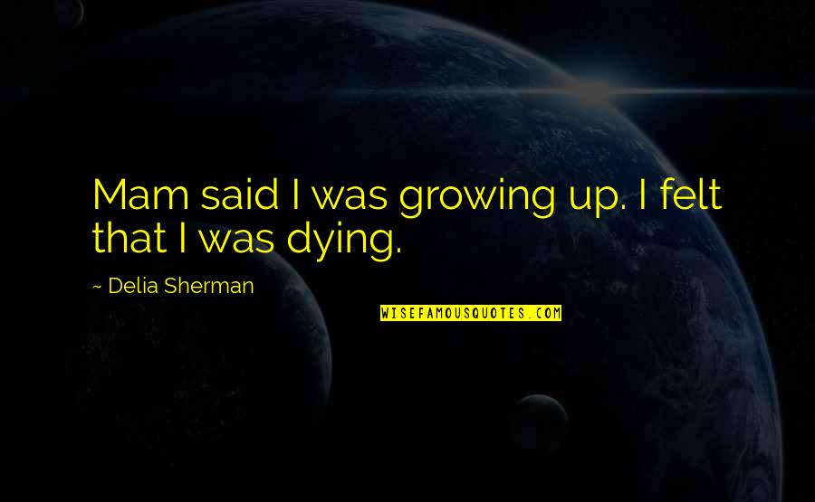 I Said That Quotes By Delia Sherman: Mam said I was growing up. I felt
