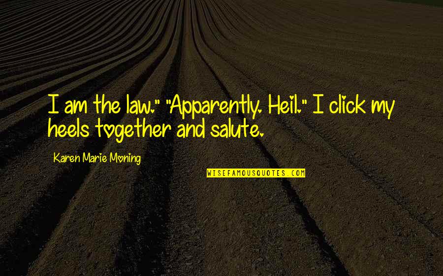 I Salute You Quotes By Karen Marie Moning: I am the law." "Apparently. Heil." I click